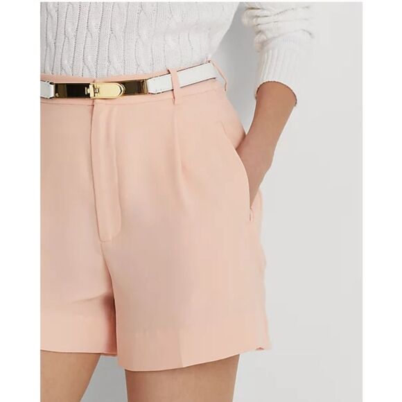 NWT|Lauren Ralph Lauren Pleated Georgette Shorts, Pale Pink, 6 - Picture 2 of 12